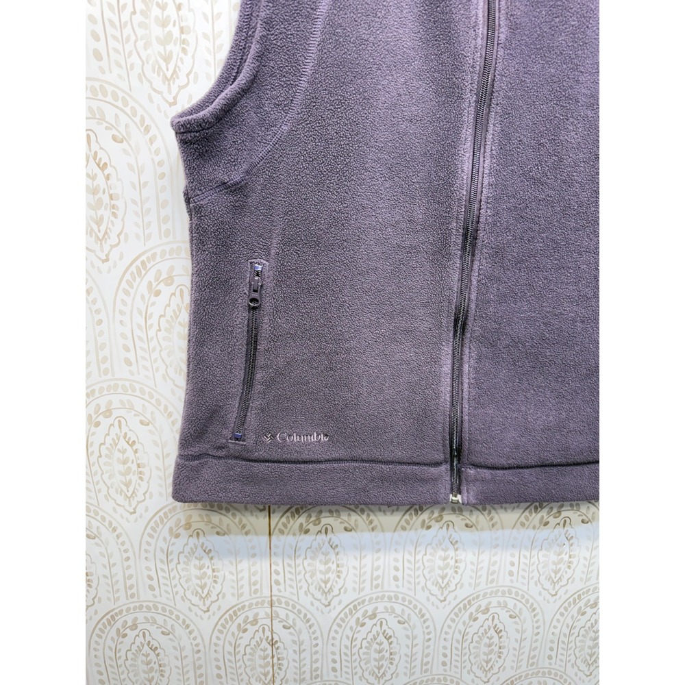 Columbia Fleece Vest Womens XL Purple Full Zip Mock Neck Pockets Outdoor - Picture 3 of 6